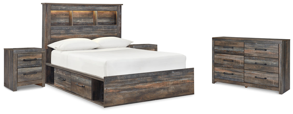 Furniture City Houma - Ashley Furniture - Drystan Full Bookcase Bed with 2 sided Storage, Dresser and Nightstand - Full Bookcase Bed with 2 sided Storage, Dresser and Nightstand - B211B81