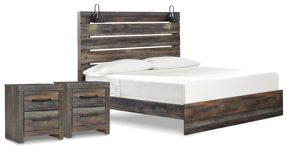 Furniture City Houma - Ashley Furniture - Drystan King Panel Bed and 2 Nightstands - King Panel Bed and 2 Nightstands - B211B93