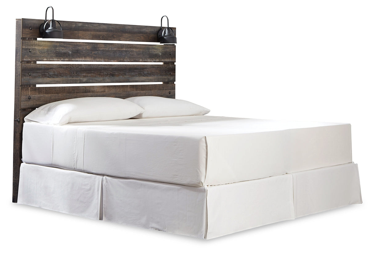 Drystan King Panel Headboard with Metal Frame, Dresser, Mirror, and Nightstand