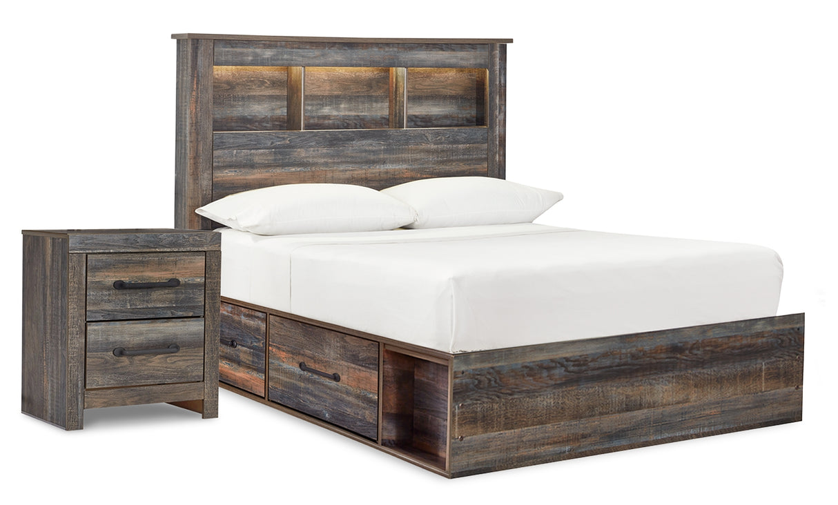 Furniture City Houma - Ashley Furniture - Drystan Full Bookcase Bed with 2 Sided Storage and Nightstand - Full Bookcase Bed with 2 Sided Storage and Nightstand - B211B61