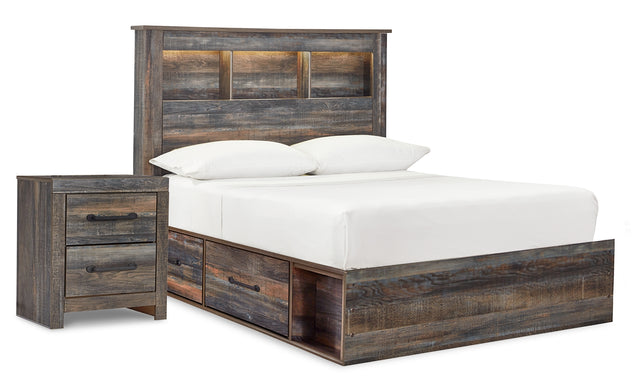 Furniture City Houma - Ashley Furniture - Drystan Full Bookcase Bed with 2 Sided Storage and Nightstand - Full Bookcase Bed with 2 Sided Storage and Nightstand - B211B61