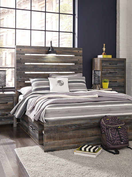 Furniture City Houma - Ashley Furniture - Drystan Full Panel Bed with 4 Storage Drawers - Full Panel Bed with 4 Storage Drawers - B211B12