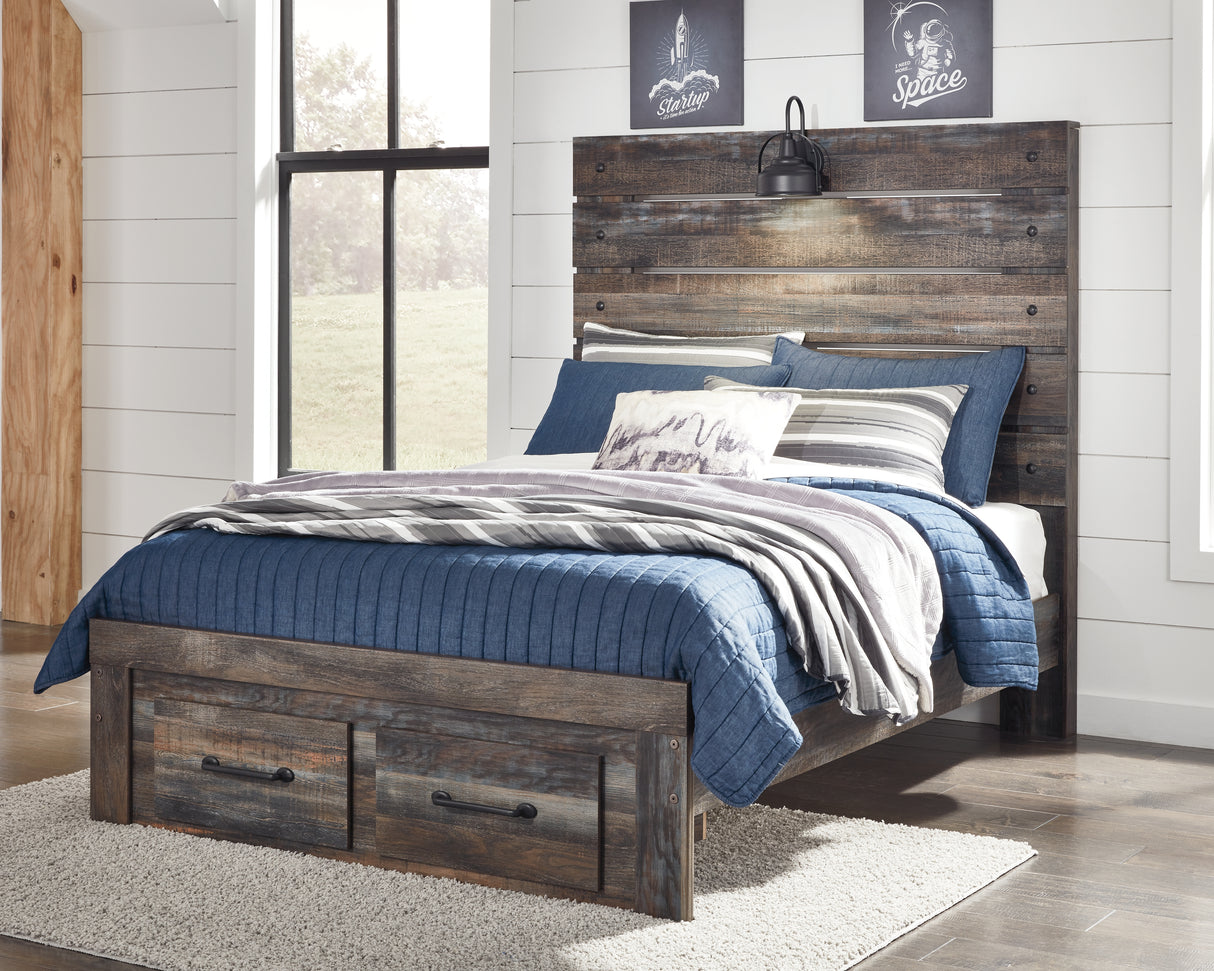 Furniture City Houma - Ashley Furniture - Drystan Full Panel Bed with 2 Storage Drawers - Full Panel Bed with 2 Storage Drawers - B211B47