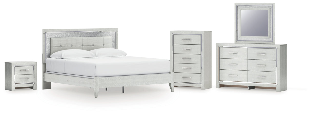 Furniture City Houma - Ashley Furniture - Zyniden King Upholstered Panel Bed, Dresser, Mirror, Chest and Nightstand - King Upholstered Panel Bed, Dresser, Mirror, Chest and Nightstand - B2114B25