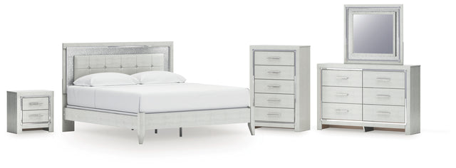 Furniture City Houma - Ashley Furniture - Zyniden King Upholstered Panel Bed, Dresser, Mirror, Chest and Nightstand - King Upholstered Panel Bed, Dresser, Mirror, Chest and Nightstand - B2114B25