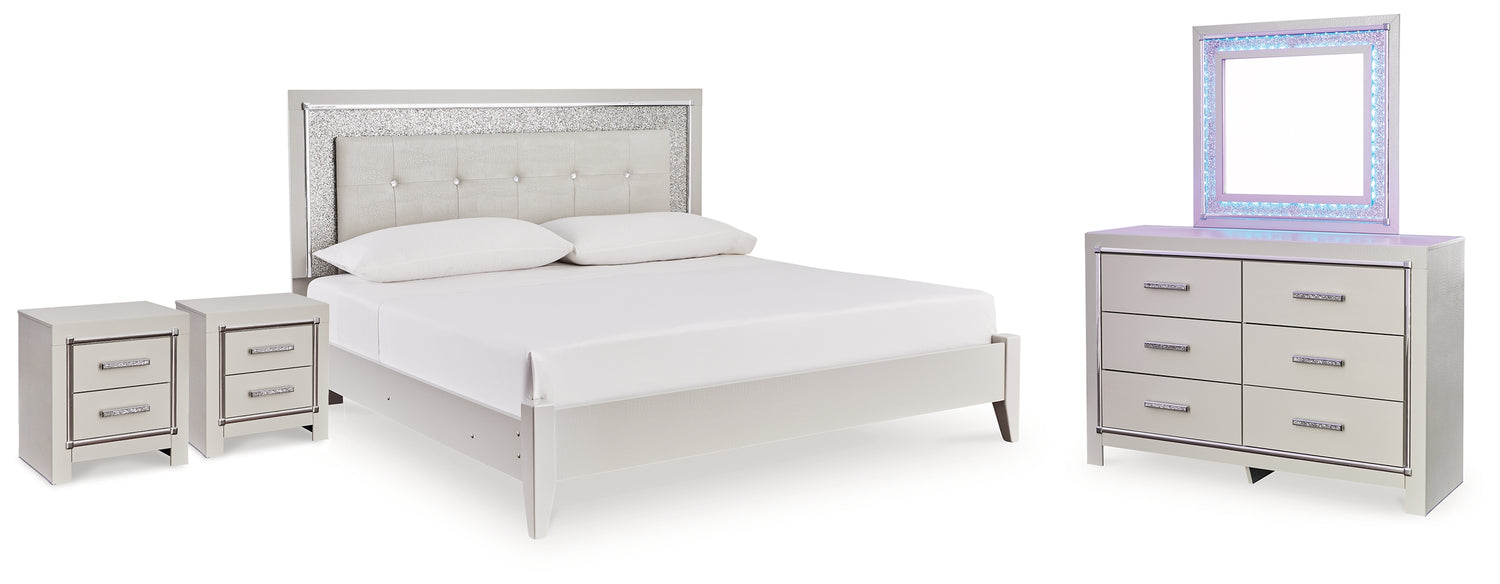 Furniture City Houma - Ashley Furniture - Zyniden King Upholstered Panel Bed, Dresser, Mirror and 2 Nightstands - King Upholstered Panel Bed, Dresser, Mirror and 2 Nightstands - B2114B21