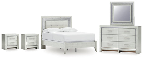 Furniture City Houma - Ashley Furniture - Zyniden Full Upholstered Panel Bed, Dresser, Mirror and 2 Nightstands - Full Upholstered Panel Bed, Dresser, Mirror and 2 Nightstands - B2114B24