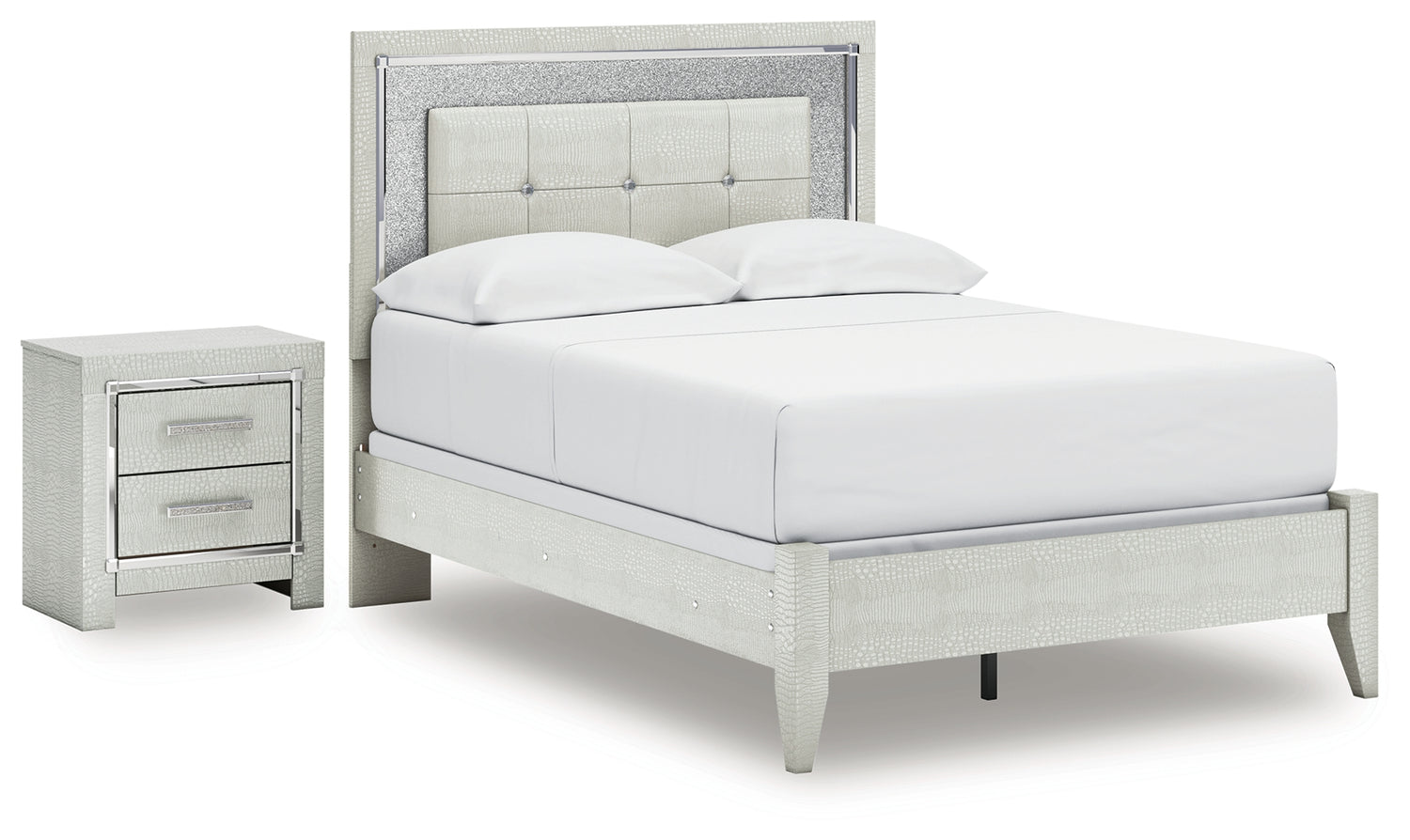 Furniture City Houma - Ashley Furniture - Zyniden Full Upholstered Panel Bed and Nightstand - Full Upholstered Panel Bed and Nightstand - B2114B22