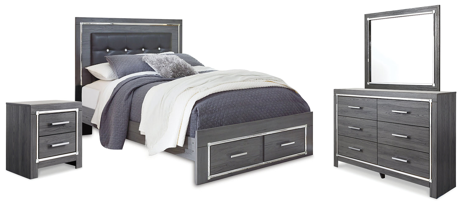 Furniture City Houma - Ashley Furniture - Lodanna Queen Upholstered Panel Storage Bed, Dresser, Mirror, and Nightstand - Queen Upholstered Panel Storage Bed, Dresser, Mirror, and Nightstand - B214B20