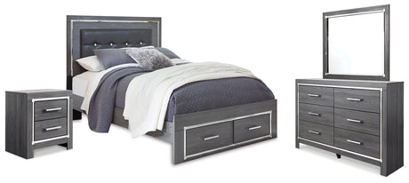 Furniture City Houma - Ashley Furniture - Lodanna Queen Upholstered Panel Storage Bed, Dresser, Mirror, and Nightstand - Queen Upholstered Panel Storage Bed, Dresser, Mirror, and Nightstand - B214B20