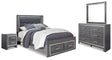 Furniture City Houma - Ashley Furniture - Lodanna Queen Panel Storage Bed with Mirrored Dresser and Nightstand - Queen Panel Storage Bed with Mirrored Dresser and Nightstand - B214B16