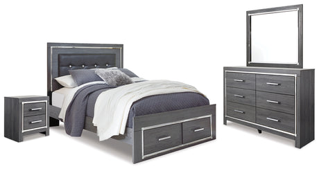 Furniture City Houma - Ashley Furniture - Lodanna Queen Panel Storage Bed with Mirrored Dresser and Nightstand - Queen Panel Storage Bed with Mirrored Dresser and Nightstand - B214B16