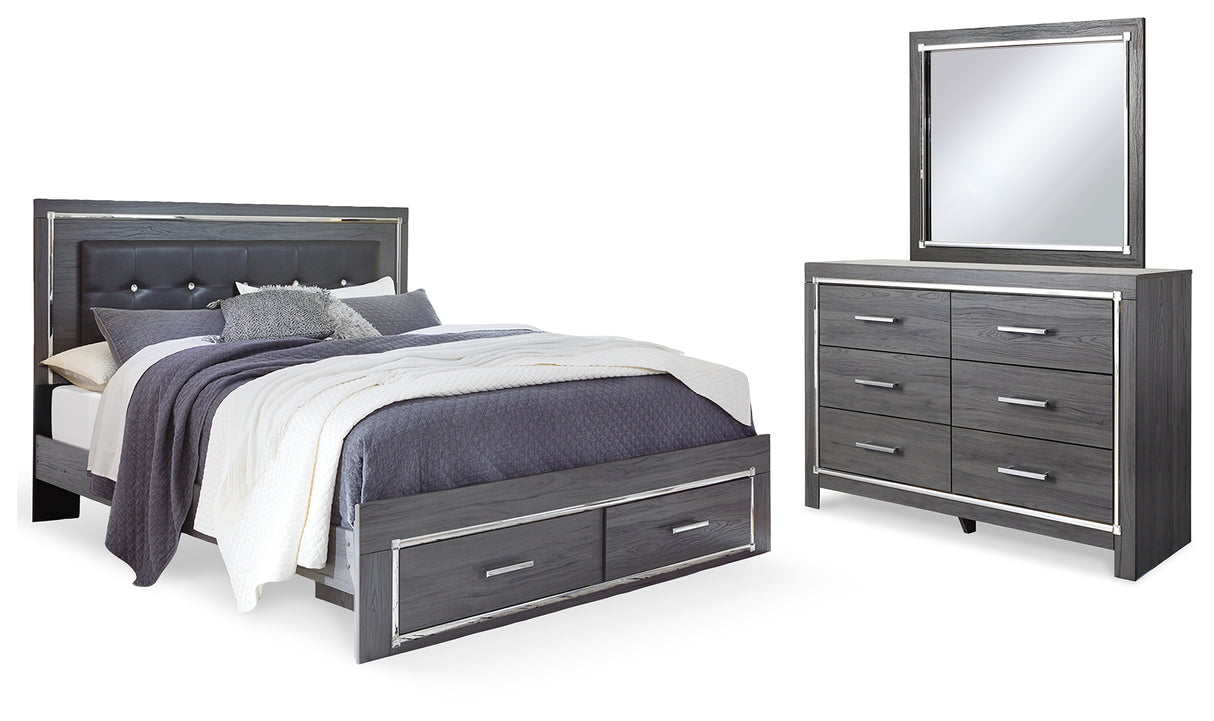 Furniture City Houma - Ashley Furniture - Lodanna King Upholstered Storage Bed, Dresser and Mirror - King Upholstered Storage Bed, Dresser and Mirror - B214B31