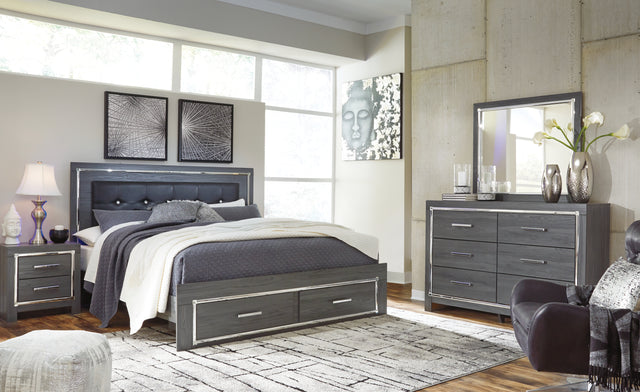 Furniture City Houma - Ashley Furniture - Lodanna King Upholstered Storage Bed, Dresser, Mirror, and Nightstand - King Upholstered Storage Bed, Dresser, Mirror, and Nightstand - B214B24