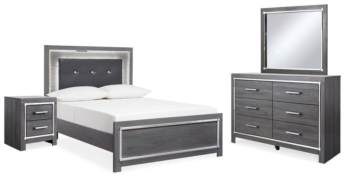 Furniture City Houma - Ashley Furniture - Lodanna Full Upholstered Panel Bed, Dresser, Mirror, and Nightstand - Full Upholstered Panel Bed, Dresser, Mirror, and Nightstand - B214B22