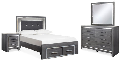 Furniture City Houma - Ashley Furniture - Lodanna Full Upholstered Panel Storage Bed, Dresser, Mirror, and Nightstand - Full Upholstered Panel Storage Bed, Dresser, Mirror, and Nightstand - B214B23
