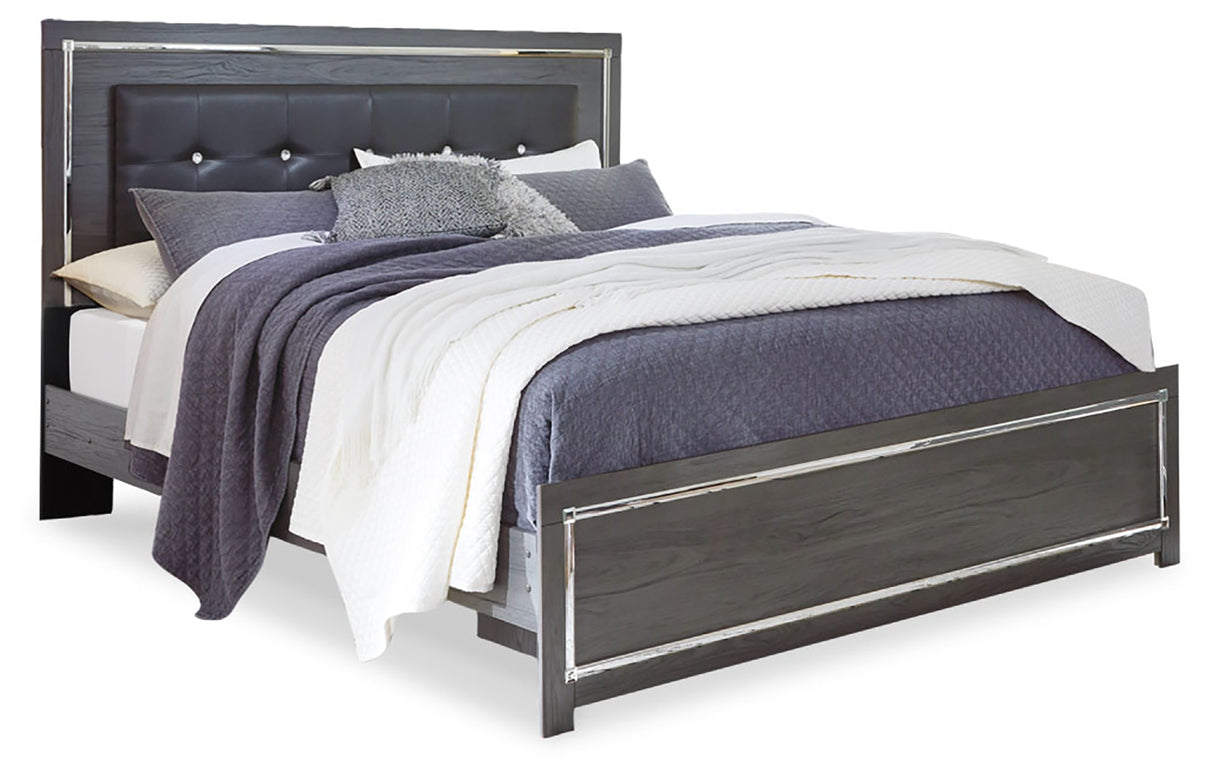 Lodanna King Upholstered Panel Bed, Dresser, Mirror, Chest and Nightstand