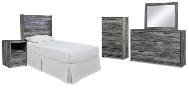 Furniture City Houma - Ashley Furniture - Baystorm Twin Panel Headboard Bed, Dresser, Mirror and Nightstand - Twin Panel Headboard Bed, Dresser, Mirror and Nightstand - B221B74