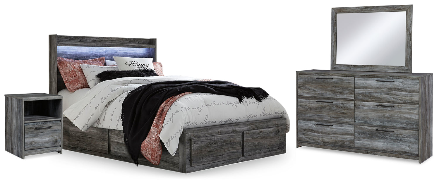 Furniture City Houma - Ashley Furniture - Baystorm Queen Panel Bed with 2 Side Storage, Dresser, Mirror, and Nightstand - Queen Panel Bed with 2 Side Storage, Dresser, Mirror, and Nightstand - B221B43