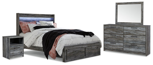 Furniture City Houma - Ashley Furniture - Baystorm Queen Panel Storage Bed with Mirrored Dresser and Nightstand - Queen Panel Storage Bed with Mirrored Dresser and Nightstand - B221B35