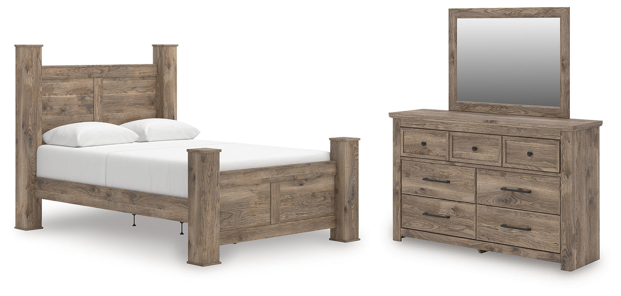 Furniture City Houma - Ashley Furniture - Rusticott Queen Poster Bed, Dresser and Mirror - Queen Poster Bed, Dresser and Mirror - PCB2260B5