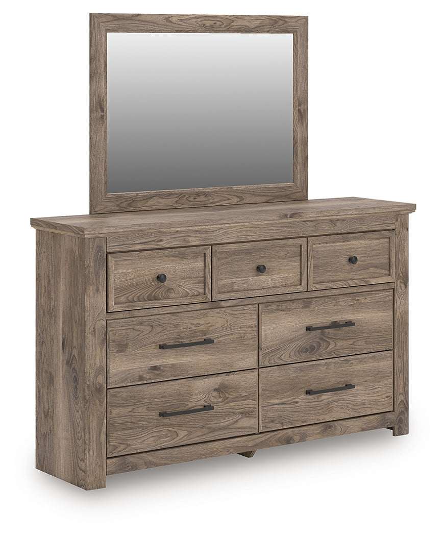 Rusticott King Panel Bed, Dresser, Mirror and Nightstand