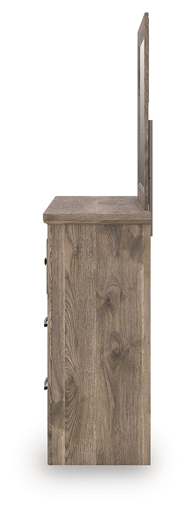 Rusticott King Panel Bed, Dresser, Mirror and Nightstand