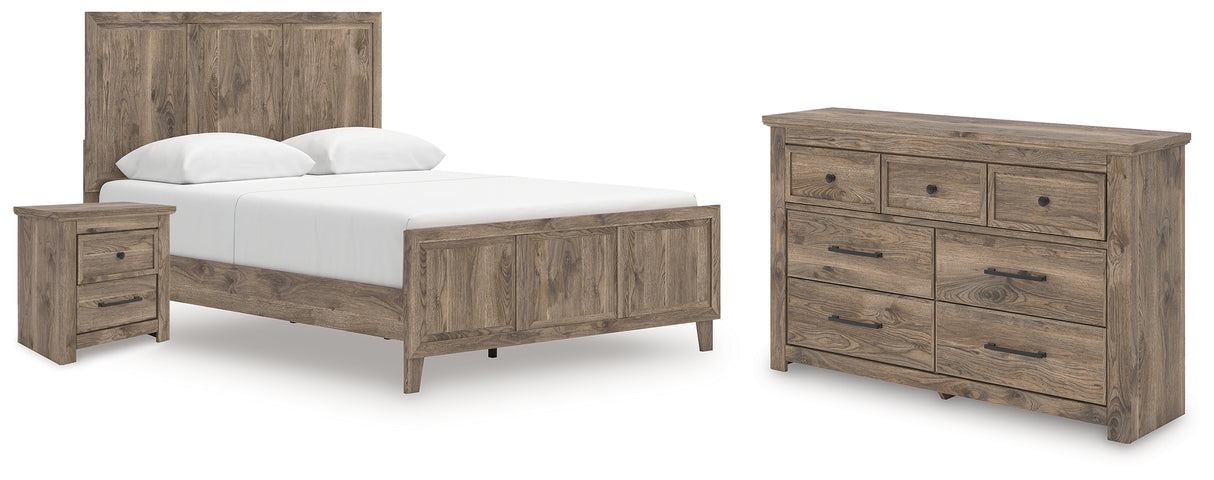 Rusticott Queen Panel Bed, Dresser and Nightstand