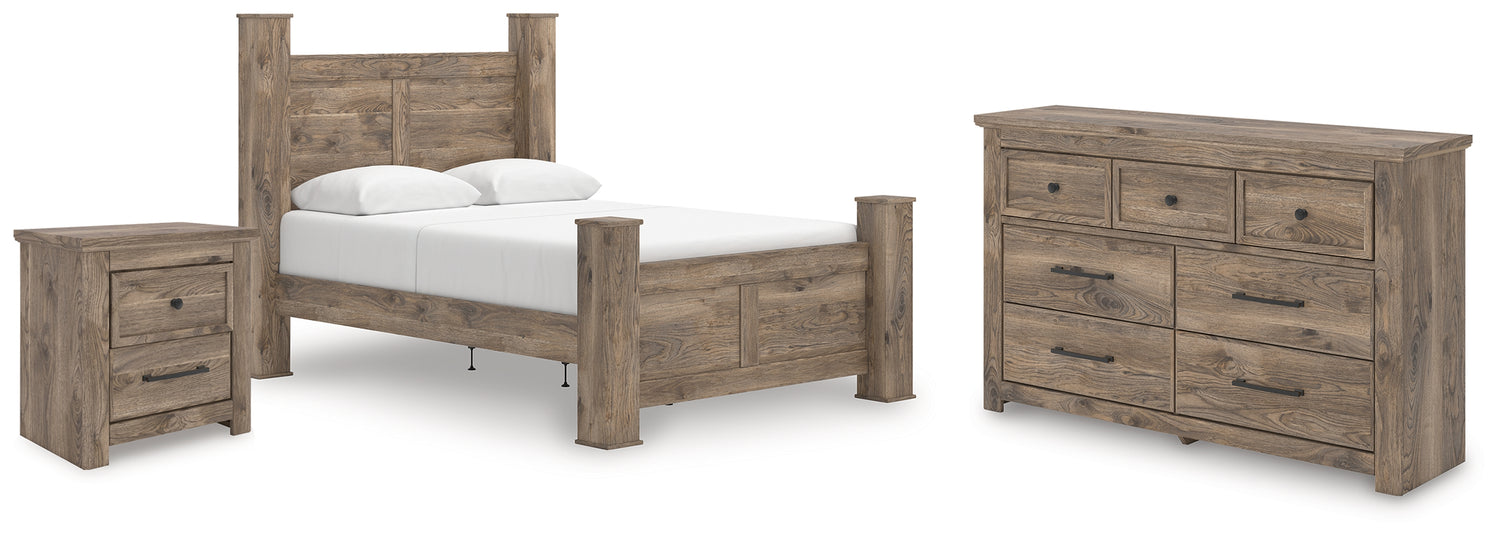 Furniture City Houma - Ashley Furniture - Rusticott Queen Poster Bed, Dresser and Nightstand - Queen Poster Bed, Dresser and Nightstand - PCB2260B8