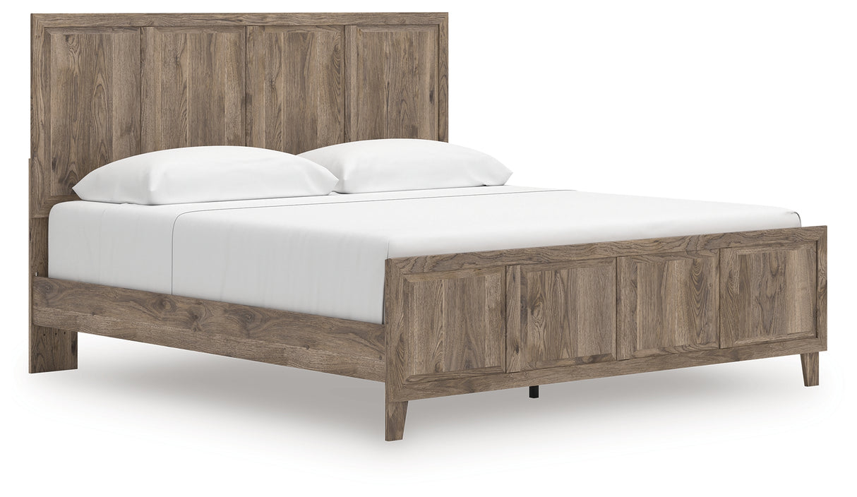 Rusticott King Panel Bed, Dresser, Mirror and Nightstand