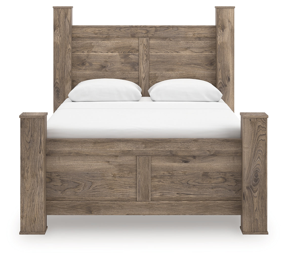 Rusticott Queen Poster Bed, Dresser and Nightstand