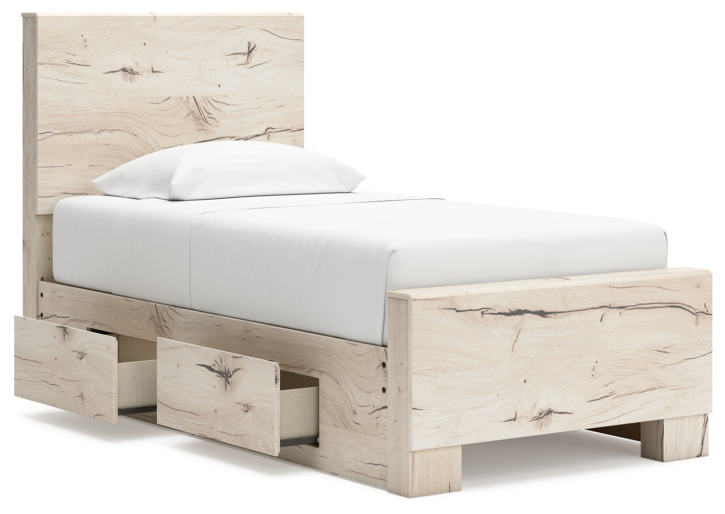 Lawroy Twin Panel Bed with Storage and Nightstand