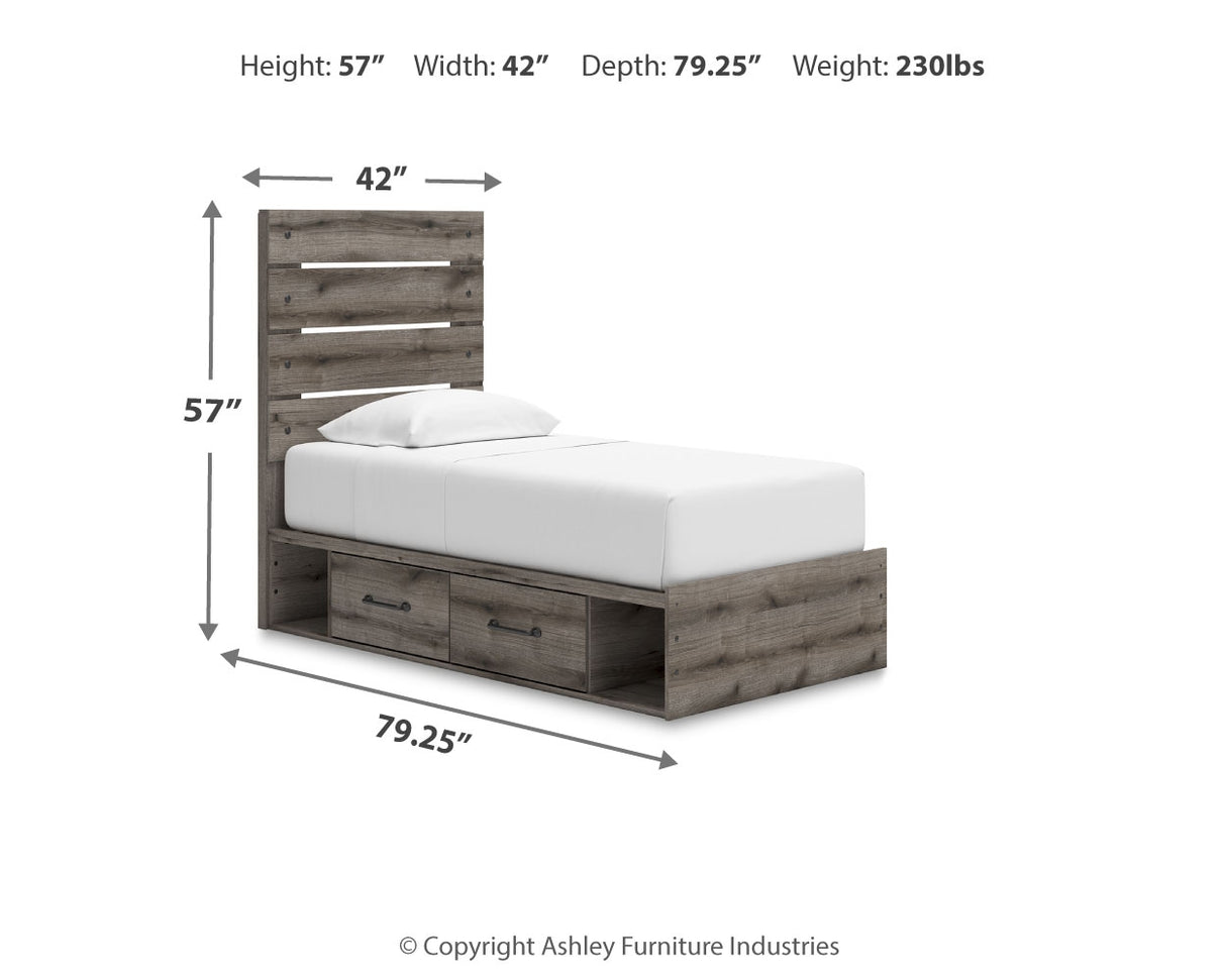 Graystorm Twin Panel Bed with Storage