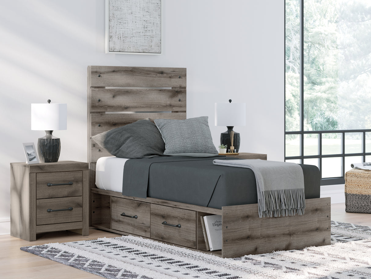 Furniture City Houma - Ashley Furniture - Graystorm Twin Panel Bed with Storage - Twin Panel Bed with Storage - PCB2405B19