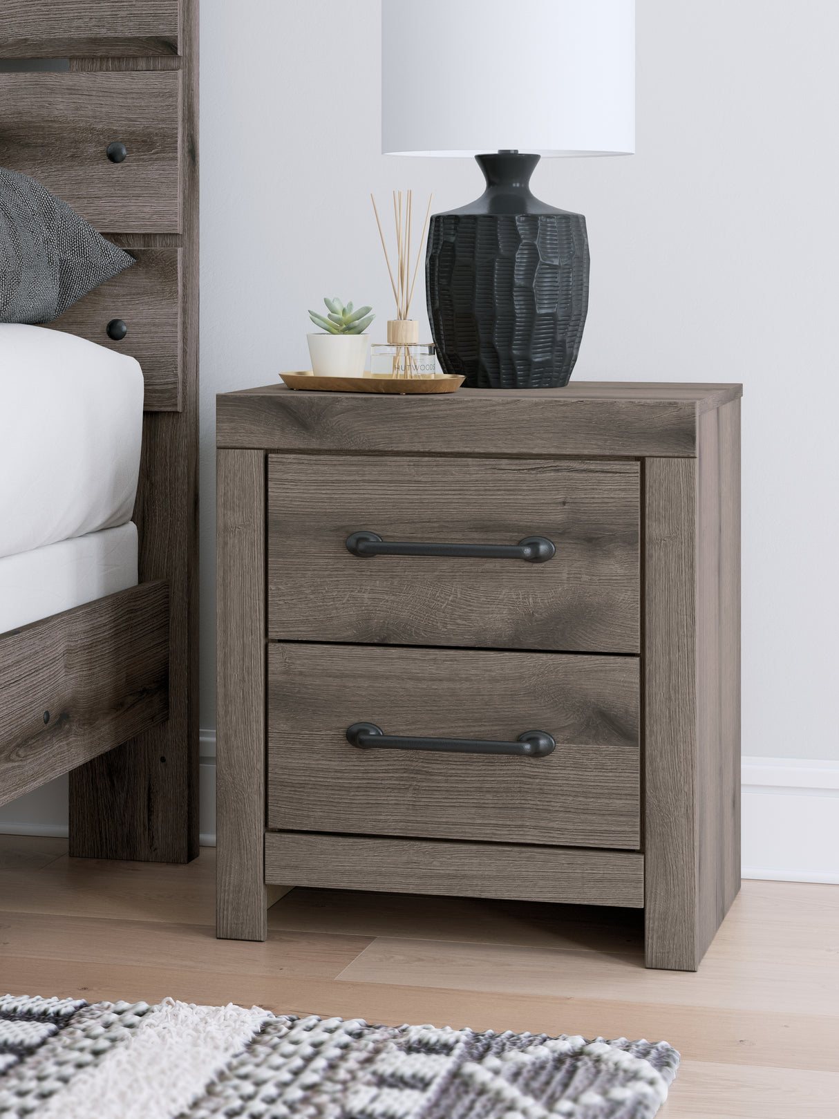 Furniture City Houma - Ashley Furniture - Graystorm Nightstand - Two Drawer Night Stand - PCB2405-92