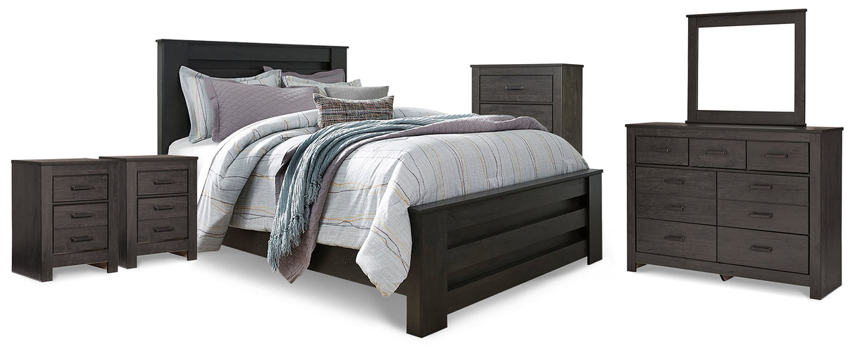 Furniture City Houma - Ashley Furniture - Brinxton Queen Panel Bed, Dresser, Mirror, Chest and 2 Nightstands - Queen Panel Bed, Dresser, Mirror, Chest and 2 Nightstands - B249B27