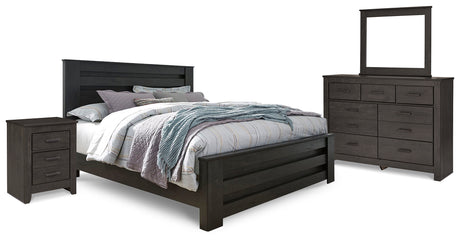 Furniture City Houma - Ashley Furniture - Brinxton King Panel Bed, Dresser, Mirror and Nightstand - King Panel Bed, Dresser, Mirror and Nightstand - B249B8
