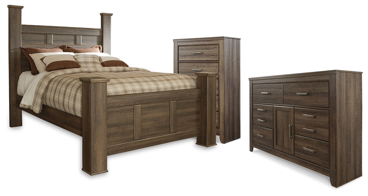 Furniture City Houma - Ashley Furniture - Juararo Queen Poster Bed, Dresser and Chest - Queen Poster Bed, Dresser and Chest - B251B44
