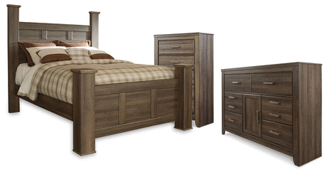 Furniture City Houma - Ashley Furniture - Juararo Queen Poster Bed, Dresser and Chest - Queen Poster Bed, Dresser and Chest - B251B44