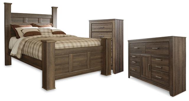 Furniture City Houma - Ashley Furniture - Juararo Queen Poster Bed, Dresser and Chest - Queen Poster Bed, Dresser and Chest - B251B44