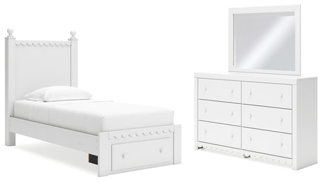Furniture City Houma - Ashley Furniture - Mollviney Twin Panel Storage Bed, Dresser and Mirror - Twin Panel Storage Bed, Dresser and Mirror - B2540B8