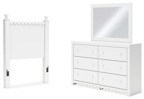 Mollviney Twin Panel Headboard, Dresser and Mirror