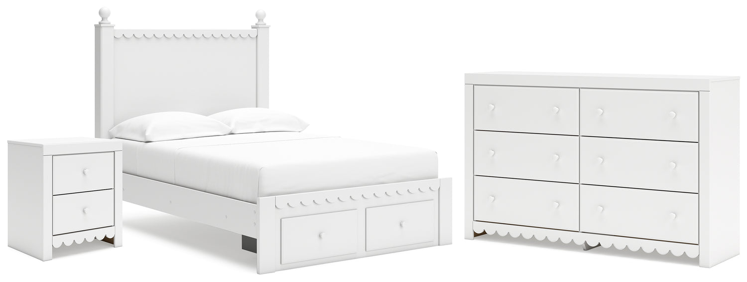 Mollviney Full Panel Storage Bed, Dresser and Nightstand