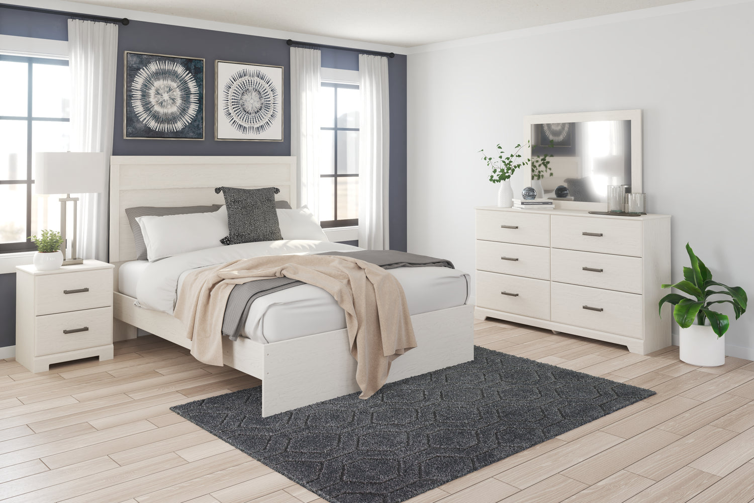 Furniture City Houma - Ashley Furniture - Stelsie Queen Panel Bed with Dresser, Mirror and Nightstand - Queen Panel Bed with Dresser, Mirror and Nightstand - B2588B7