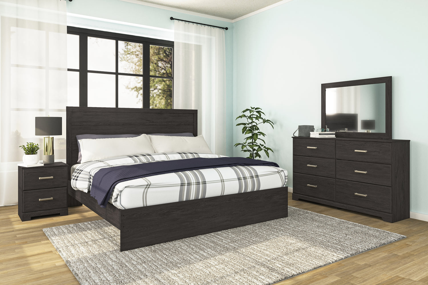 Furniture City Houma - Ashley Furniture - Belachime King Panel Bed, Dresser, Mirror, and Nightstand - King Panel Bed, Dresser, Mirror, and Nightstand - B2589B8