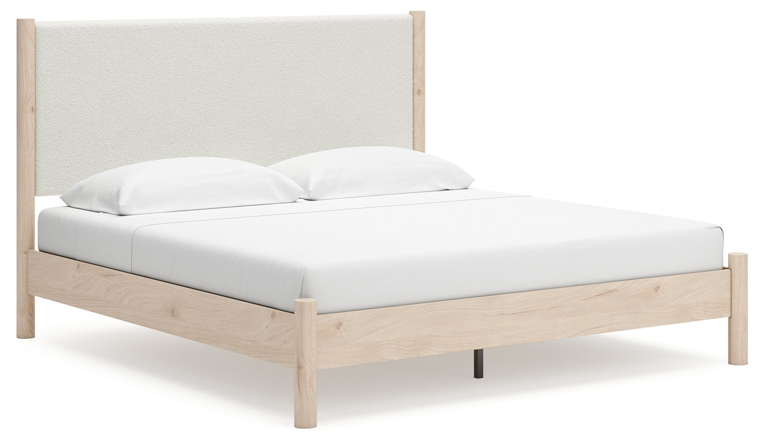Cadmori King Upholstered Panel Bed, Dresser, Mirror and Nightstand