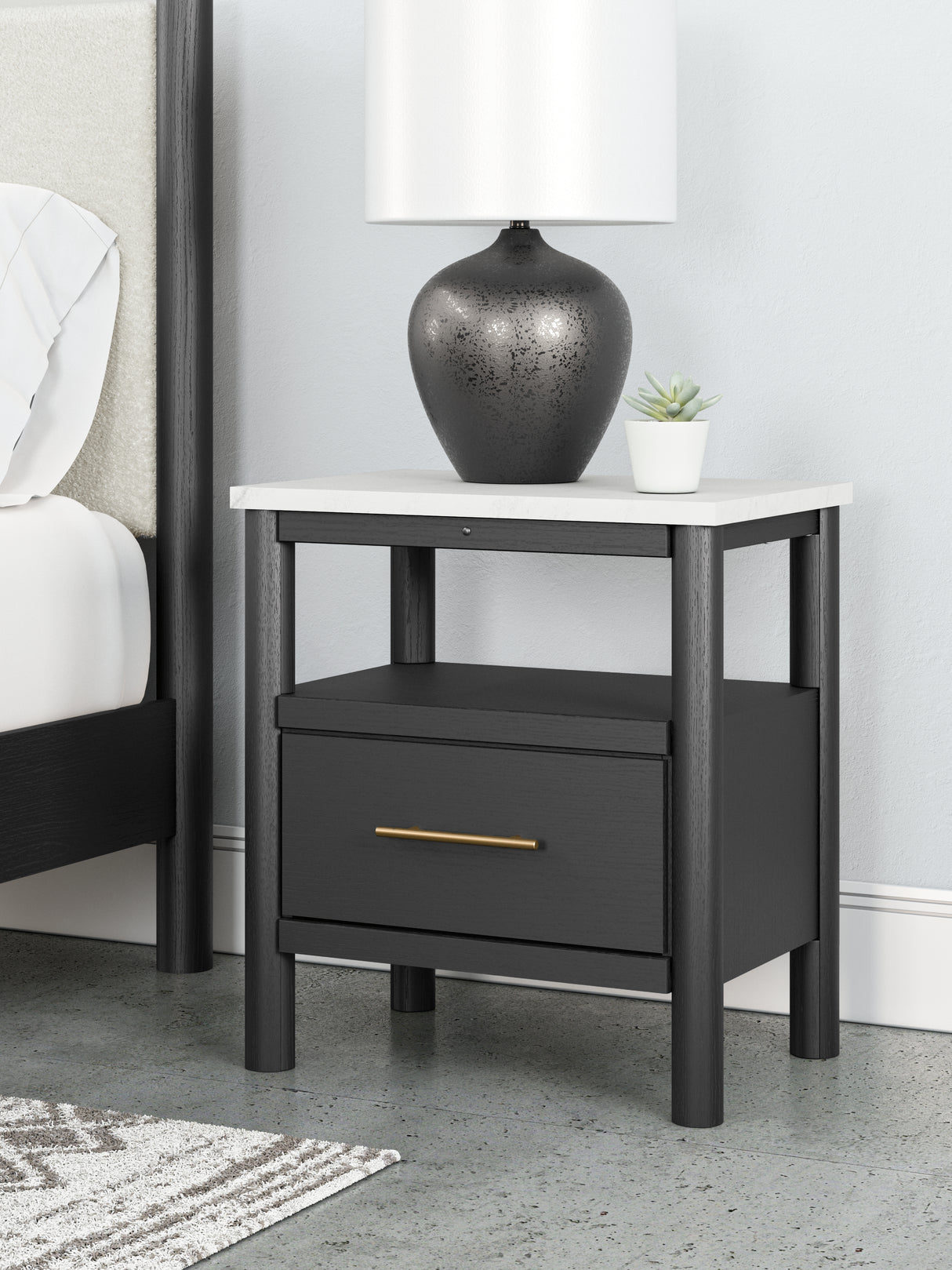 Furniture City Houma - Ashley Furniture - Cadmori Nightstand - One Drawer Night Stand / Black/White - B2616-91