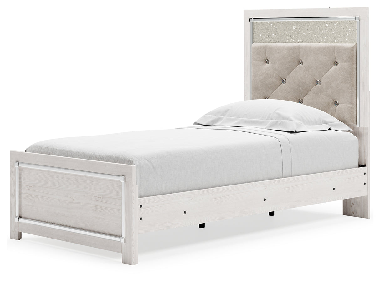 Altyra Twin Upholstered Panel Bed and 2 Nightstands