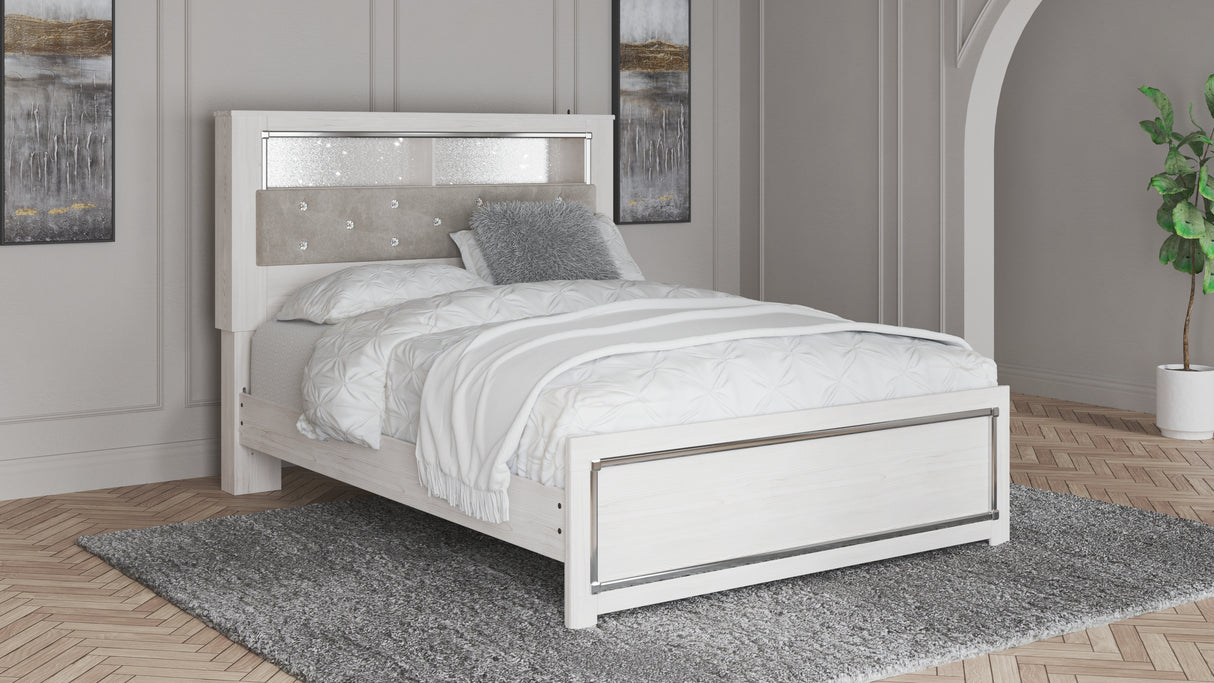 Altyra Queen Upholstered Panel Bed, Dresser and Mirror