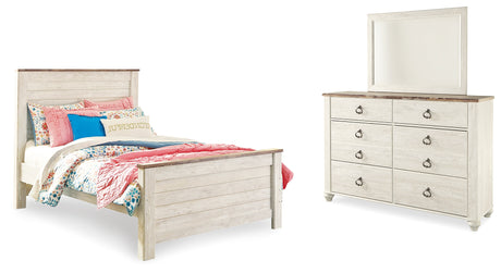 Furniture City Houma - Ashley Furniture - Willowton Full Panel Bed, Dresser and Mirror - Full Panel Bed, Dresser and Mirror - B267B54